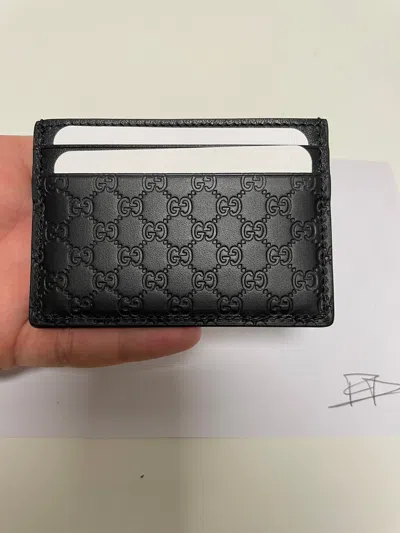 Pre-owned Gucci Microssima Cardholder In Black