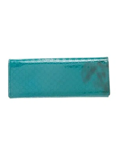 Pre-owned Gucci Microssima Clutch In Blue/green