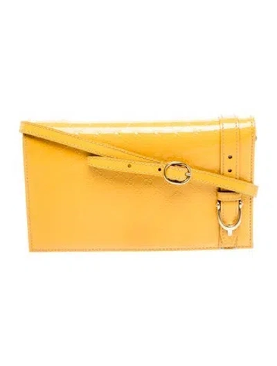 Pre-owned Gucci Microssima Clutch In Yellow
