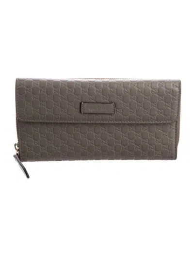 Pre-owned Gucci Microssima Continental Flap Wallet Microssima Pattern Wallet In Gray