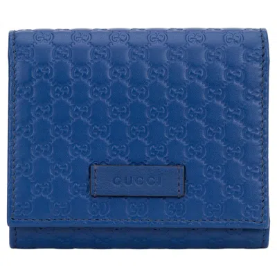 Pre-owned Gucci Microssima Flap Wallet Blue