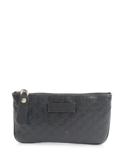 Pre-owned Gucci Microssima Gg Wallet In Black