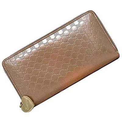 Pre-owned Gucci Microssima Gold Pink Patent Leather Long Wallet (bi-fold) () In Gold, Pink