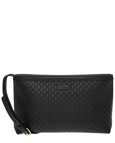 Gucci Microssima Leather Crossbody In Black