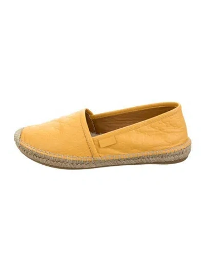 Pre-owned Gucci Microssima Leather Espadrilles Microssima Pattern Espadrilles In Yellow