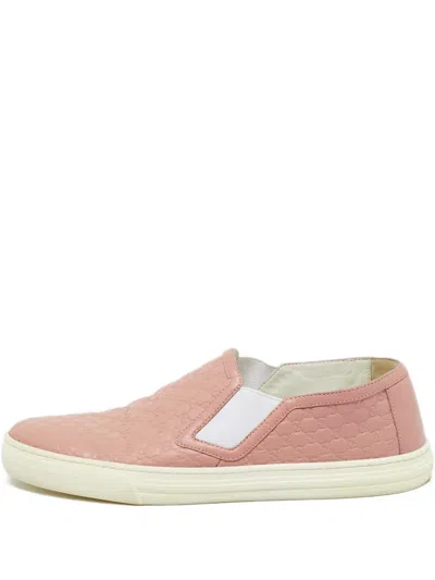 Pre-owned Gucci Microssima Leather Trainers In Pink