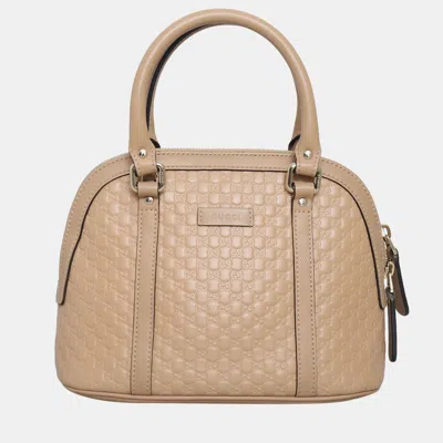Pre-owned Gucci Microssima Mini Dome Satchel In Brown