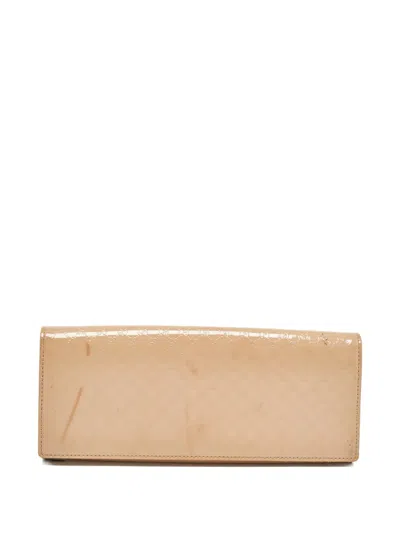Pre-owned Gucci Microssima Patent-leather Clutch Bag In Neutral