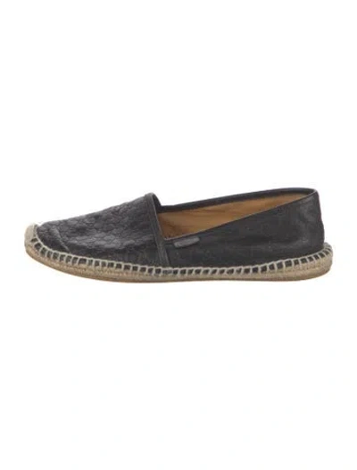 Pre-owned Gucci Microssima Pattern Embossed Leather Espadrilles In Black