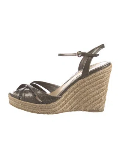 Pre-owned Gucci Microssima Pattern Jute Espadrilles In Gray