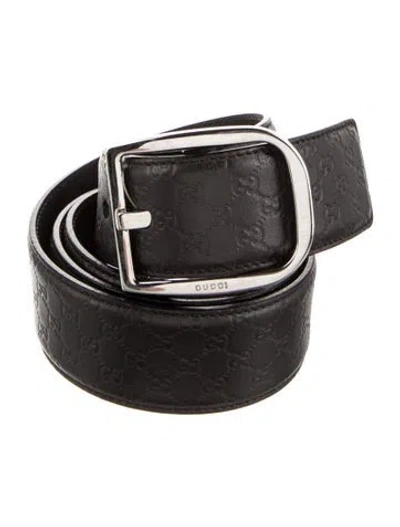 Pre-owned Gucci Microssima Pattern Leather Belt In Brown