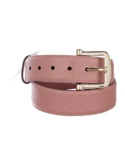 Pre-owned Gucci Microssima Pattern Leather Belt In Pink