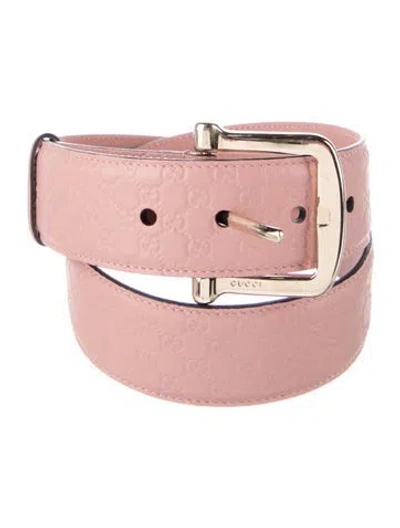 Pre-owned Gucci Microssima Pattern Leather Belt In Pink