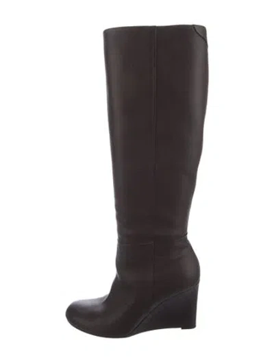 Pre-owned Gucci Microssima Pattern Leather Boots In Brown