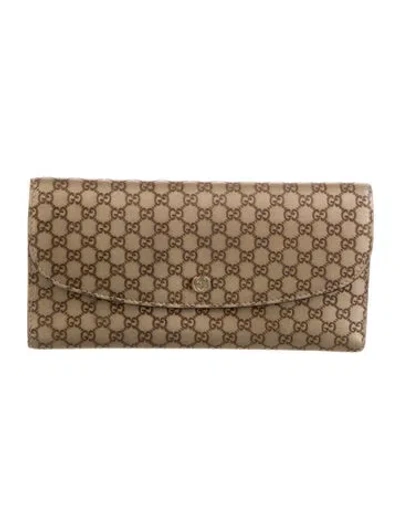 Pre-owned Gucci Microssima Pattern Leather Continental Wallet