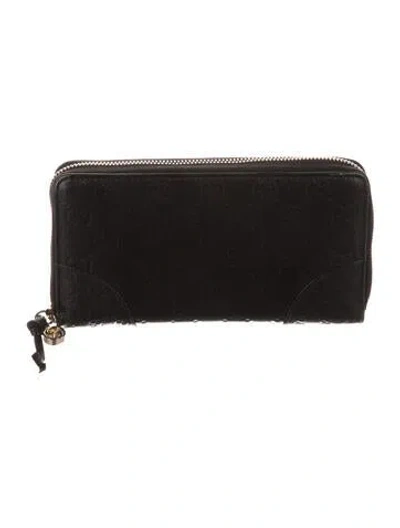 Pre-owned Gucci Microssima Pattern Leather Continental Wallet In Black