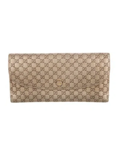 Pre-owned Gucci Microssima Pattern Leather Continental Wallet In Neutral