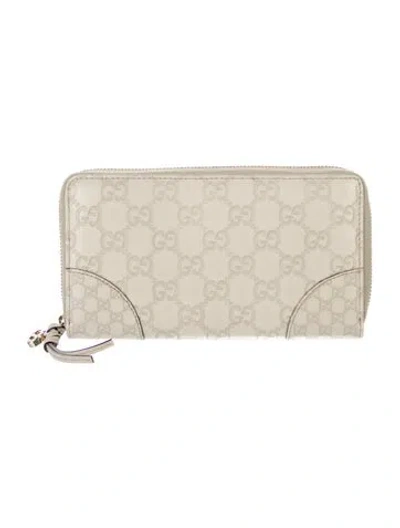 Pre-owned Gucci Microssima Pattern Leather Continental Wallet In Neutral