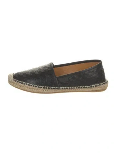 Pre-owned Gucci Microssima Pattern Leather Espadrilles In Black