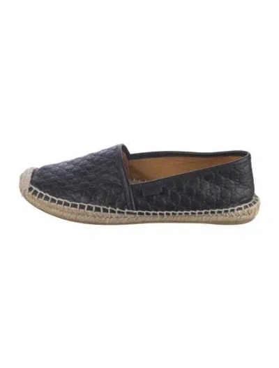 Pre-owned Gucci Microssima Pattern Leather Espadrilles In Black