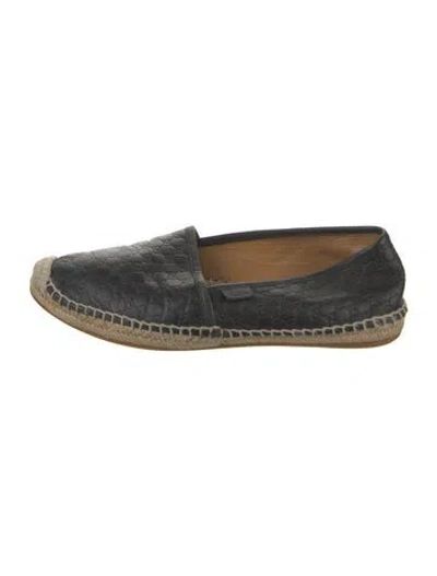 Pre-owned Gucci Microssima Pattern Leather Espadrilles In Black