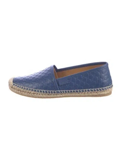 Pre-owned Gucci Microssima Pattern Leather Espadrilles In Blue/neutrals