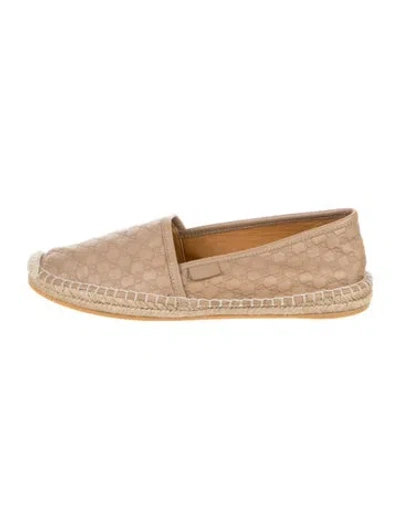 Pre-owned Gucci Microssima Pattern Leather Espadrilles In Neutral