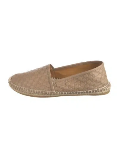 Pre-owned Gucci Microssima Pattern Leather Espadrilles In Neutrals