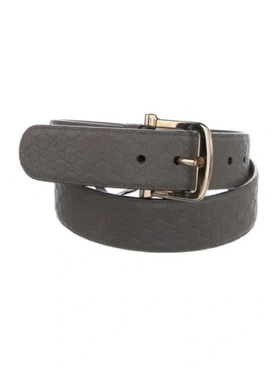Pre-owned Gucci Microssima Pattern Leather Waist Belt In Grey