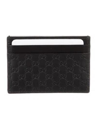 Pre-owned Gucci Microssima Pattern Leather Wallet In Black