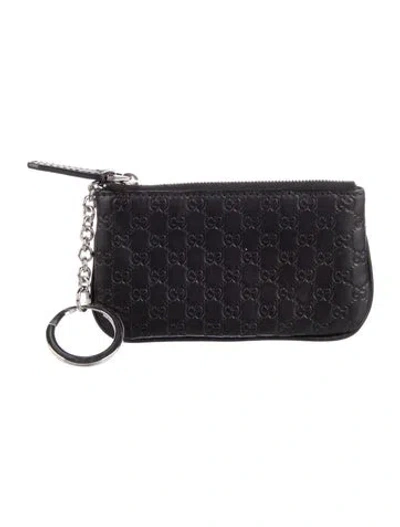 Pre-owned Gucci Microssima Pattern Leather Wallet In Black