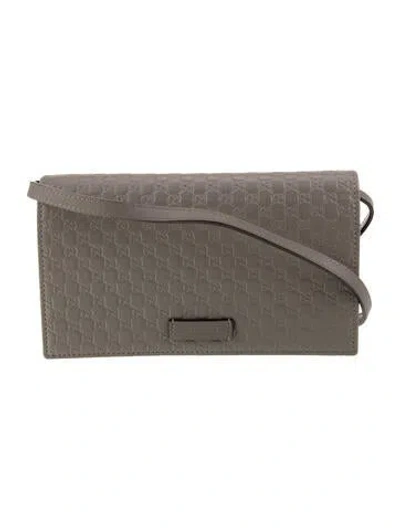 Pre-owned Gucci Microssima Pattern Leather Wallet In Gray