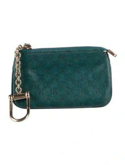 Pre-owned Gucci Microssima Pattern Leather Wallet In Green
