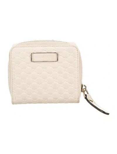 Pre-owned Gucci Microssima Pattern Leather Wallet In Neutral