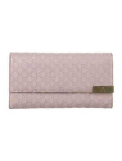 Pre-owned Gucci Microssima Pattern Leather Wallet In Pink