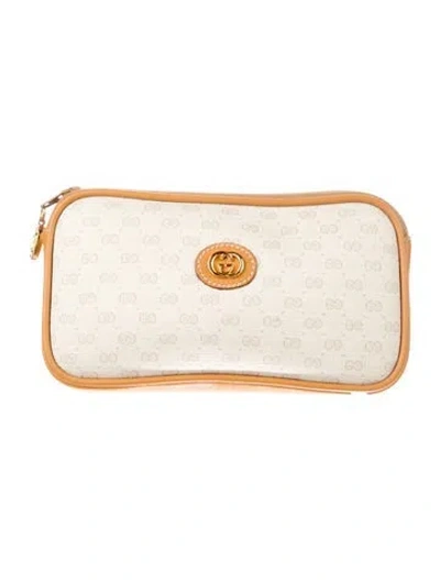 Pre-owned Gucci Microssima Pattern Wallet In Neutral