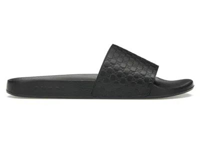 Pre-owned Gucci Microssima Slide (women's) Sneakers In Black