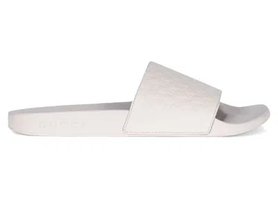 Pre-owned Gucci Microssima Slide (women's) Sneakers In White