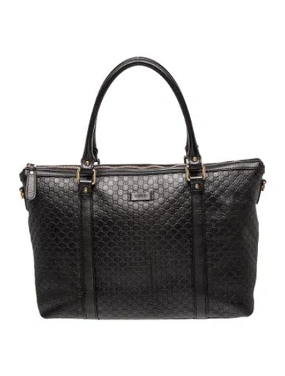 Pre-owned Gucci Microssima Tote In Black