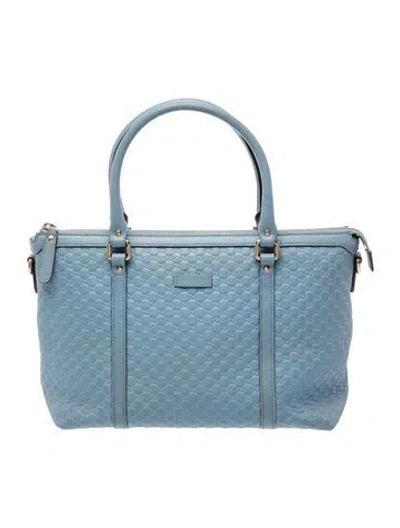 Pre-owned Gucci Microssima Tote In Blue