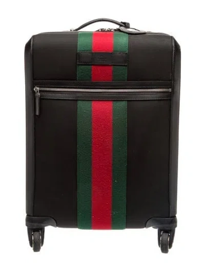 Pre-owned Gucci Microssima Web Techno Canvas Cabin Trolley Small In Brown