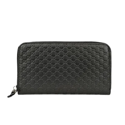 Pre-owned Gucci Microssima Zip-around Wallet, Black