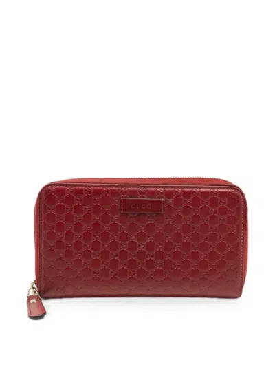 Pre-owned Gucci Microssima Zip-fastening Wallet In Red