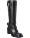Gucci Below-the-knee Round Toe Leather Boot In Black