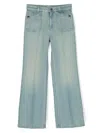 Gucci Mid-rise Logo-patch Wide-leg Jeans In Blue
