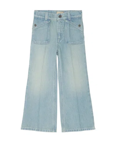 Gucci Logo Patch Wide Leg Jeans In Blue