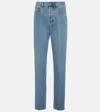 Gucci Logo Patch Straight-leg Jeans In Blue