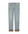Gucci Washed Denim Pant With Gg Turn Ups In Blue