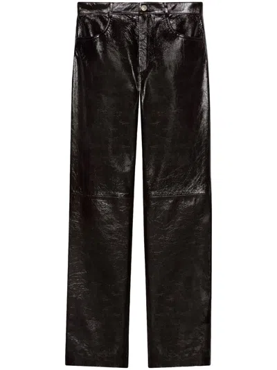 Gucci Mid-rise Straight-leg Leather Trousers In Red