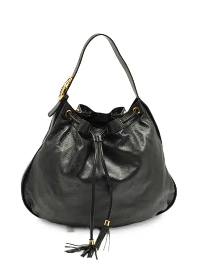 Pre-owned Gucci Mid-2000s Interlocking Icon Drawstring Tote Bag In Black